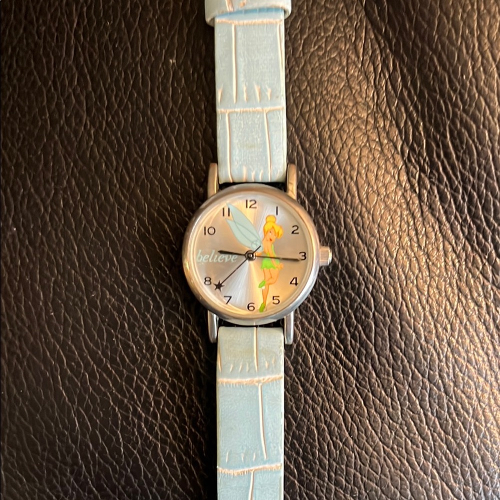 Tinkerbell Blue Leather Strap Watch
